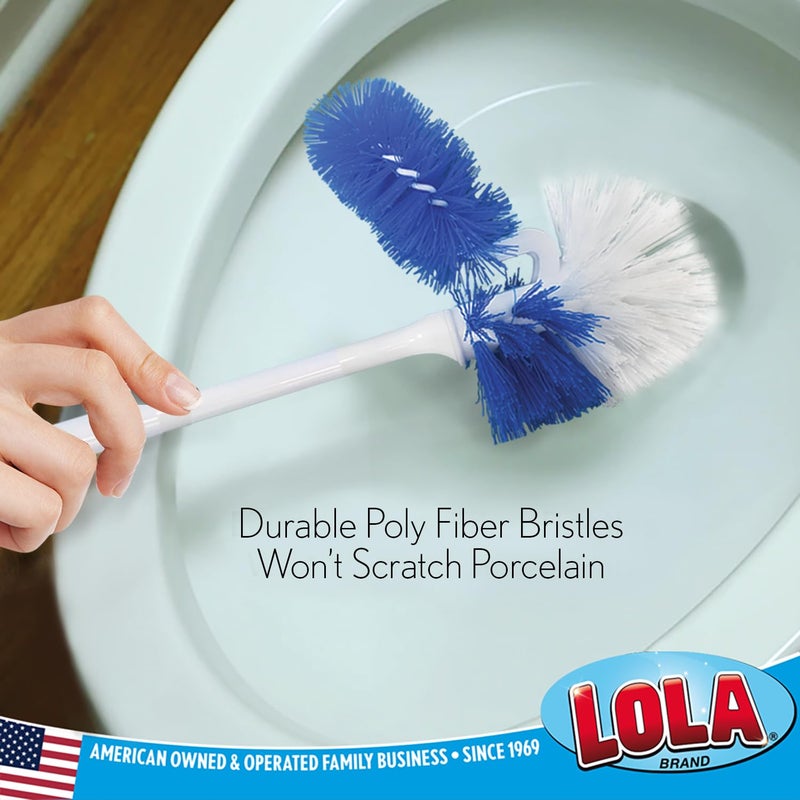 LOLA Classic Toilet Brush w/Under-The-Rim Scrubber, deep Cleans The Entire Toilet Bowl, Non-Slip Handle w/Rubber Comfort Grip, 1 Pack - Image 2